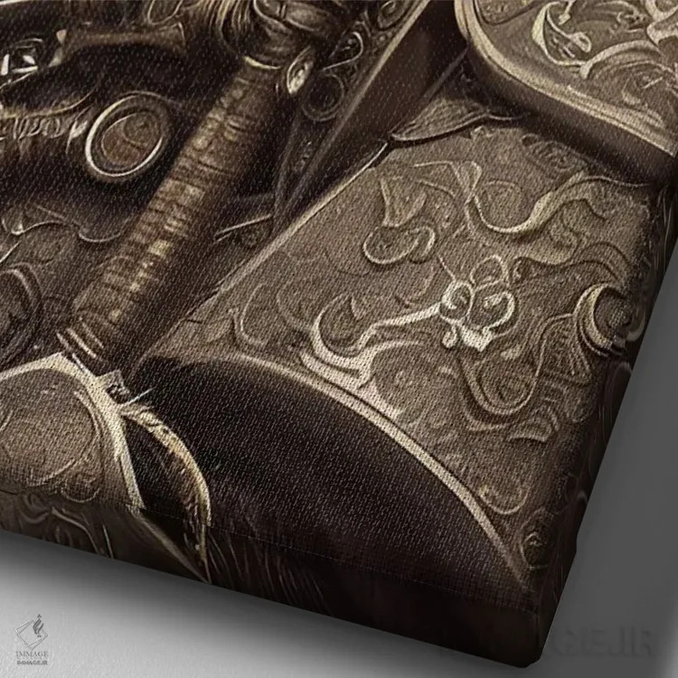 تابلو یک سامورایی سنتی ژاپنی اثر آلساندرو دلا توره - نمای نزدیک بافت بوم