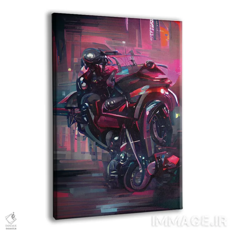 تابلو موتورسوار سایبرپانک اثر آلساندرو دلا توره - نمای پرسپکتیو محصول