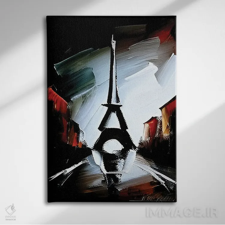 تابلو منظرهٔ پاریس همراه با برج ایفل اثر آلساندرو دلا توره - نمای روبهرو روی دیوار