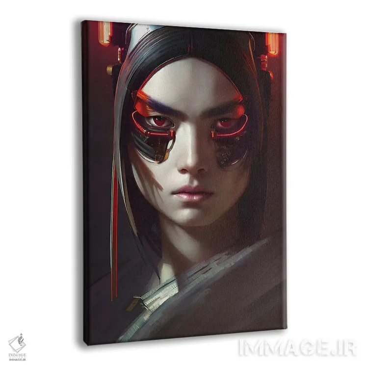 تابلو سامورایی سایبرپانک تکنولوژیک اثر آلساندرو دلا توره - نمای پرسپکتیو محصول