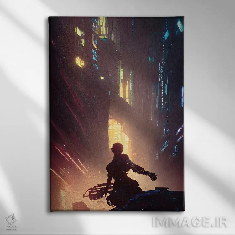 تابلو پیادهروی در شهر سایبرپانک ۱۲ اثر آلساندرو دلا توره - نمای روبهرو روی دیوار