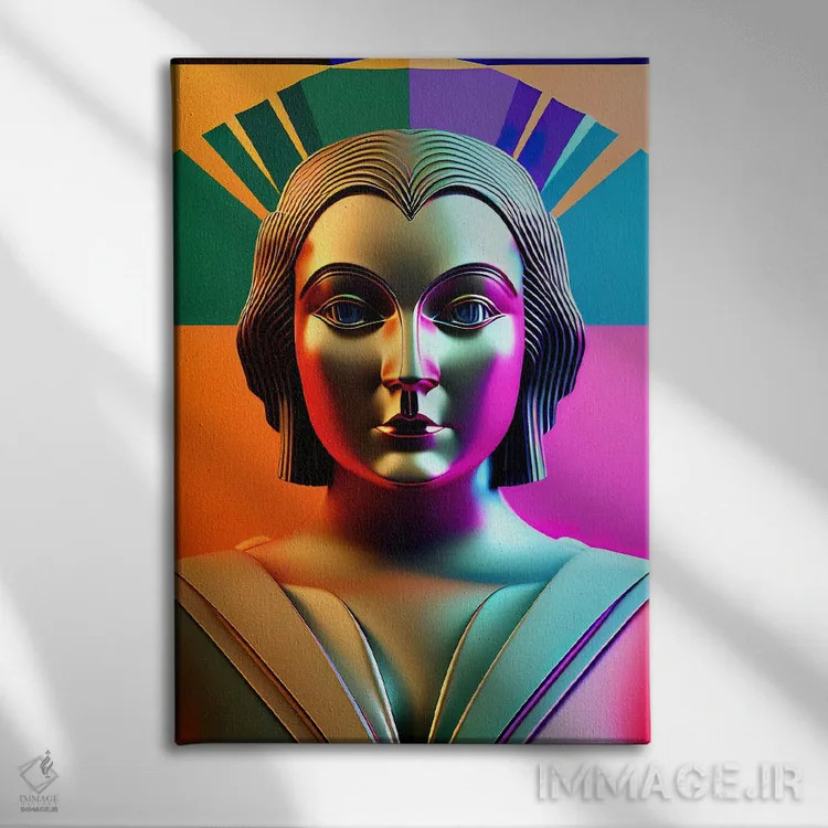 تابلو آرت دکو سایبری هوش مصنوعی ۲ اثر آلساندرو دلا توره - نمای روبهرو روی دیوار