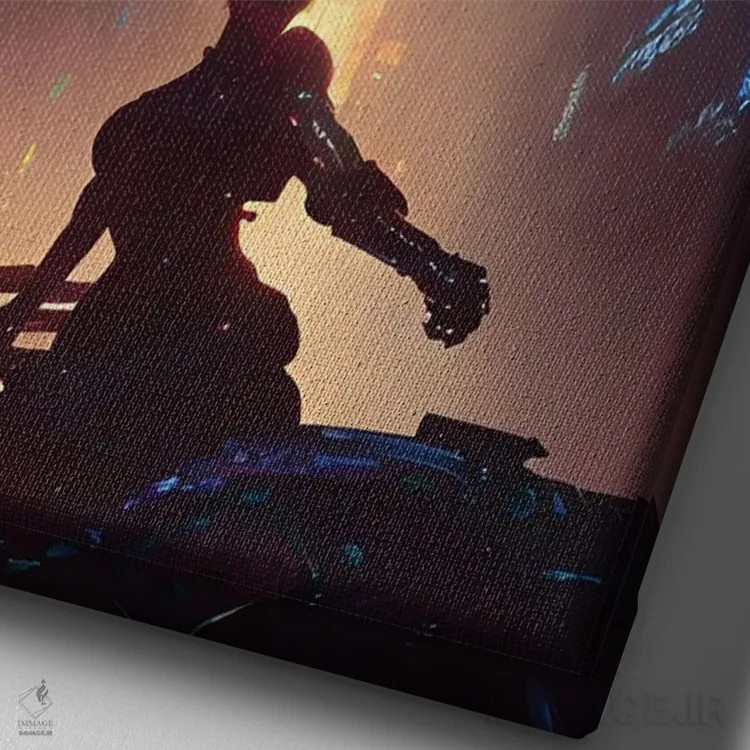 تابلو پیادهروی در شهر سایبرپانک ۱۲ اثر آلساندرو دلا توره - نمای نزدیک بافت بوم