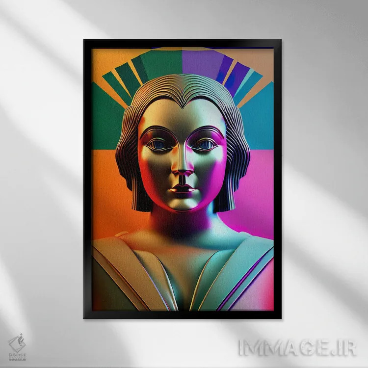 تابلو آرت دکو سایبری هوش مصنوعی ۲ اثر آلساندرو دلا توره - نمای قابدار مشکی