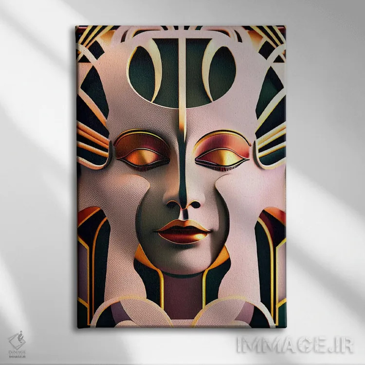 تابلو آرت دکو مصری سایبری هوش مصنوعی ۲ اثر آلساندرو دلا توره - نمای روبهرو روی دیوار