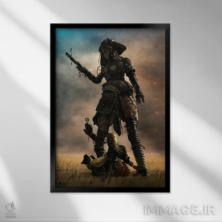 تابلو دزد دریایی استیمپانک بعدی هوش مصنوعی اثر آلساندرو دلا توره - نمای قابدار مشکی