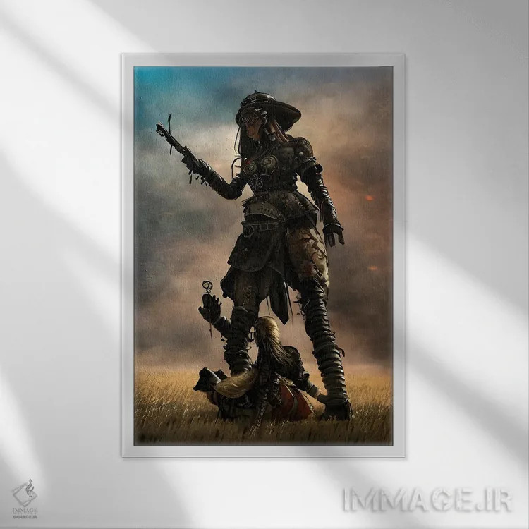 تابلو دزد دریایی استیمپانک بعدی هوش مصنوعی اثر آلساندرو دلا توره - نمای قابدار سفید