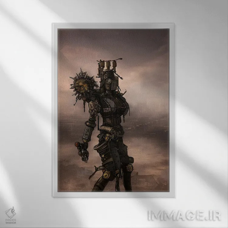 تابلو دروگر سایبرپانک هوش مصنوعی ۲ اثر آلساندرو دلا توره - نمای قابدار سفید