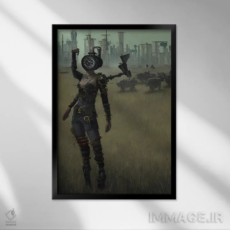 تابلو دروگر سایبرپانک هوش مصنوعی اثر آلساندرو دلا توره - نمای قابدار مشکی