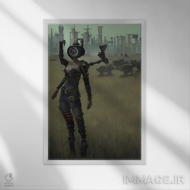 تابلو دروگر سایبرپانک هوش مصنوعی اثر آلساندرو دلا توره - نمای قابدار سفید