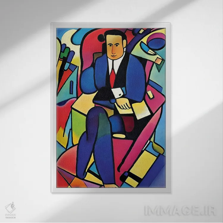 تابلو تاجر به سبک پیکاسو اثر آلساندرو دلا توره - نمای قابدار سفید
