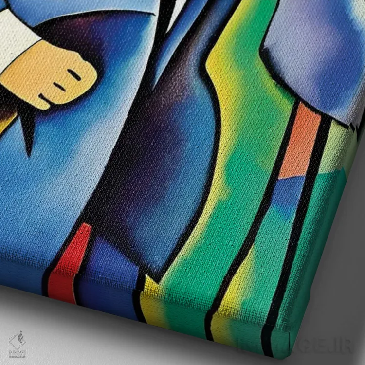 تابلو تاجر به سبک پیکاسو ۲ اثر آلساندرو دلا توره - نمای نزدیک بافت بوم