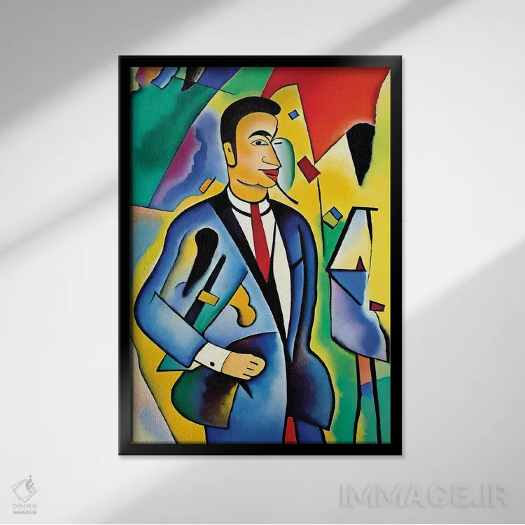 تابلو تاجر به سبک پیکاسو ۲ اثر آلساندرو دلا توره - نمای قابدار مشکی