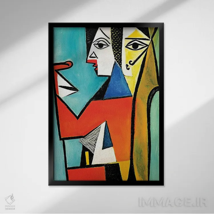 تابلو کارگران به سبک پیکاسو اثر آلساندرو دلا توره - نمای قابدار مشکی