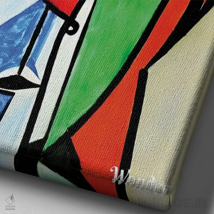 تابلو زن کارگر به سبک پیکاسو اثر آلساندرو دلا توره - نمای نزدیک بافت بوم