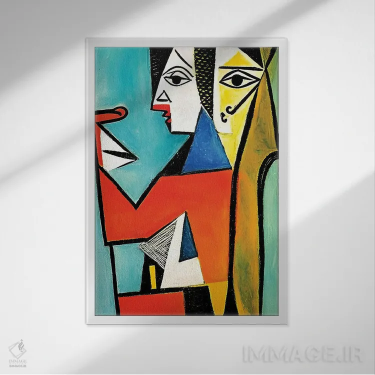 تابلو کارگران به سبک پیکاسو اثر آلساندرو دلا توره - نمای قابدار سفید