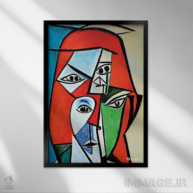 تابلو زن کارگر به سبک پیکاسو اثر آلساندرو دلا توره - نمای قابدار مشکی