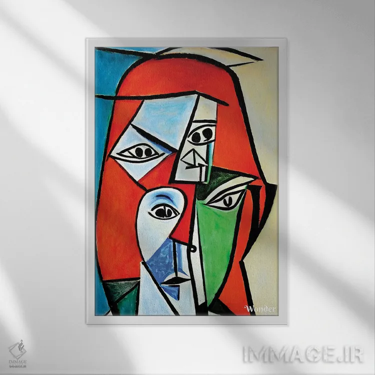 تابلو زن کارگر به سبک پیکاسو اثر آلساندرو دلا توره - نمای قابدار سفید