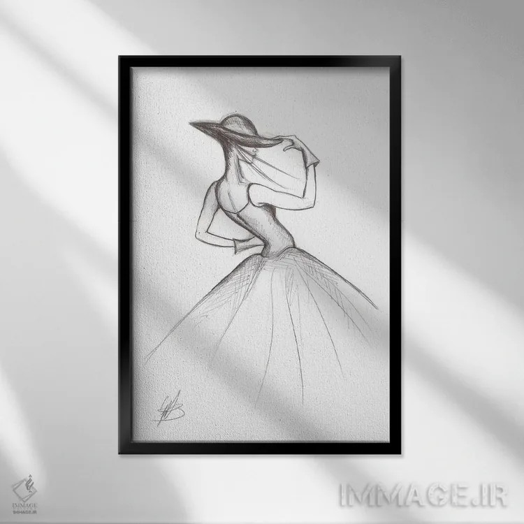تابلو طرح مد از دختری با لباس اثر آلساندرو دلا توره - نمای قابدار مشکی