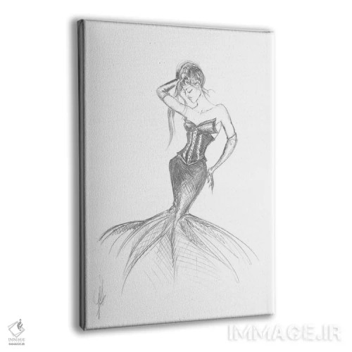تابلو With Siren Fashion Dress,زن با لباس مُد پری دریایی اثر آلساندرو دلا توره - نمای پرسپکتیو محصول