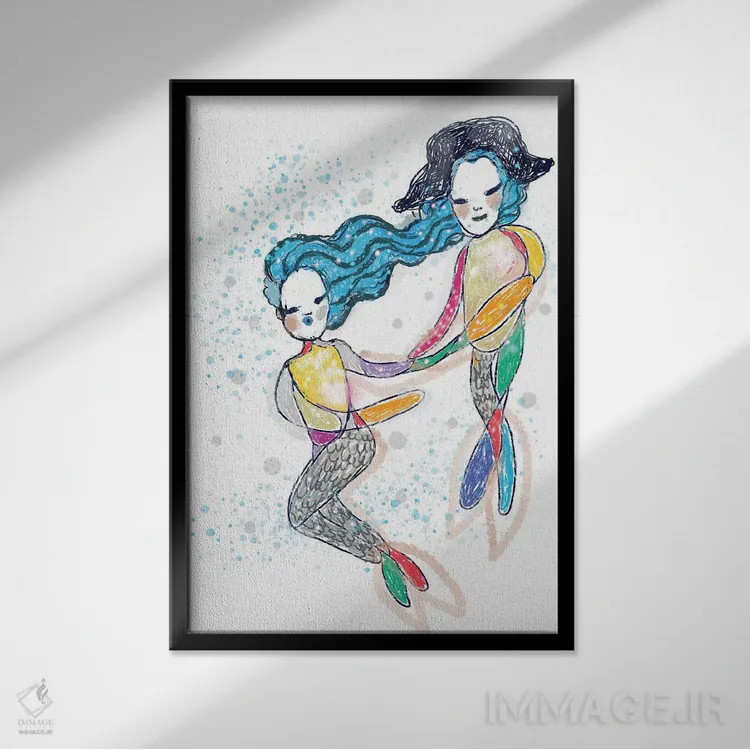 تابلو دزد دریایی و پری دریایی اثر آلساندرو دلا توره - نمای قابدار مشکی