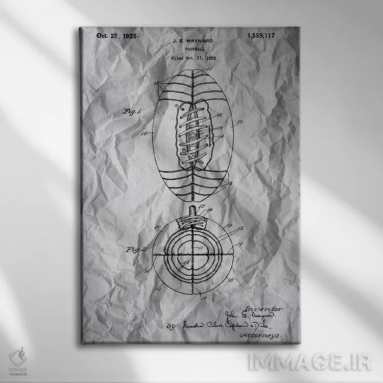 تابلو پوستر ثبت اختراع فوتبال اثر آلساندرو دلا توره - نمای روبهرو روی دیوار
