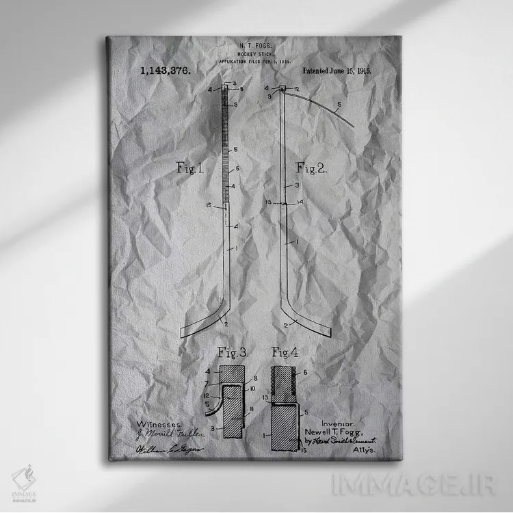 تابلو پوستر ثبت اختراع هاکی اثر آلساندرو دلا توره - نمای روبهرو روی دیوار