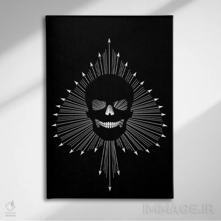 تابلو جمجمه برنده (آس) اثر آلکمی انگلند (استودیو هنری انگلیسی) - نمای روبهرو روی دیوار