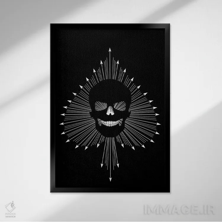 تابلو جمجمه برنده (آس) اثر آلکمی انگلند (استودیو هنری انگلیسی) - نمای قابدار مشکی