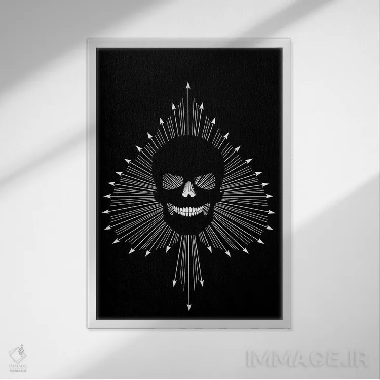 تابلو جمجمه برنده (آس) اثر آلکمی انگلند (استودیو هنری انگلیسی) - نمای قابدار سفید