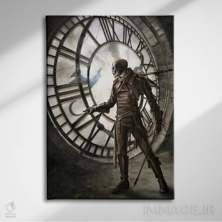 تابلو زمان مرگ (واژه لاتین) اثر آلکمی انگلند (استودیو هنری انگلیسی) - نمای روبهرو روی دیوار