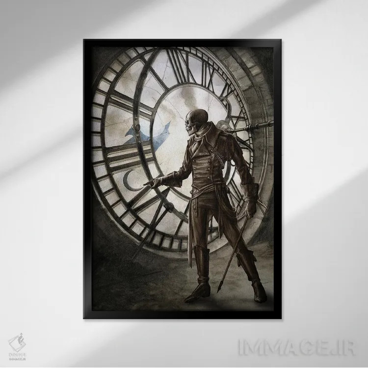 تابلو زمان مرگ (واژه لاتین) اثر آلکمی انگلند (استودیو هنری انگلیسی) - نمای قابدار مشکی