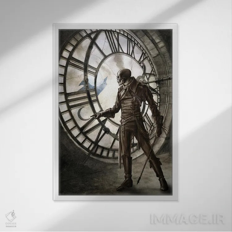 تابلو زمان مرگ (واژه لاتین) اثر آلکمی انگلند (استودیو هنری انگلیسی) - نمای قابدار سفید