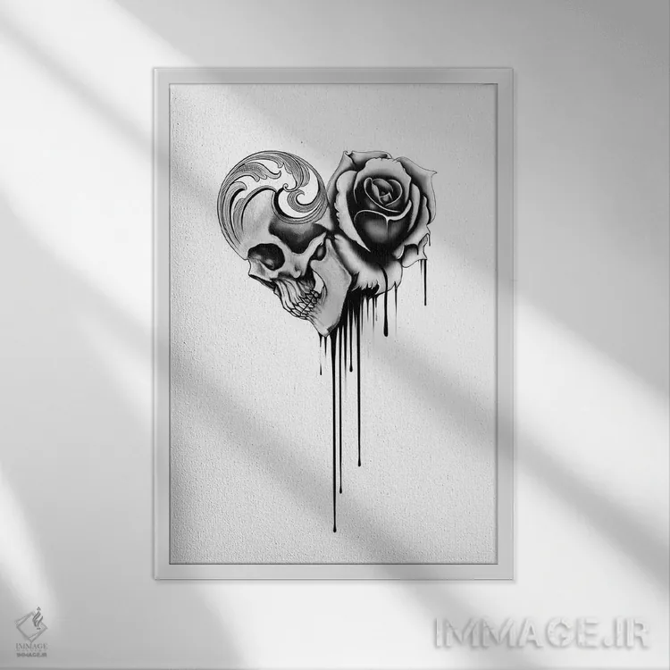 تابلو عشق سیاه (واژه فرانسوی) اثر آلکمی انگلند (استودیو هنری انگلیسی) - نمای قابدار سفید