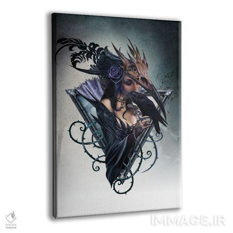 تابلو کلاغ اسرارآمیز (واژه لاتین) اثر آلکمی انگلند (استودیو هنری انگلیسی) - نمای پرسپکتیو محصول