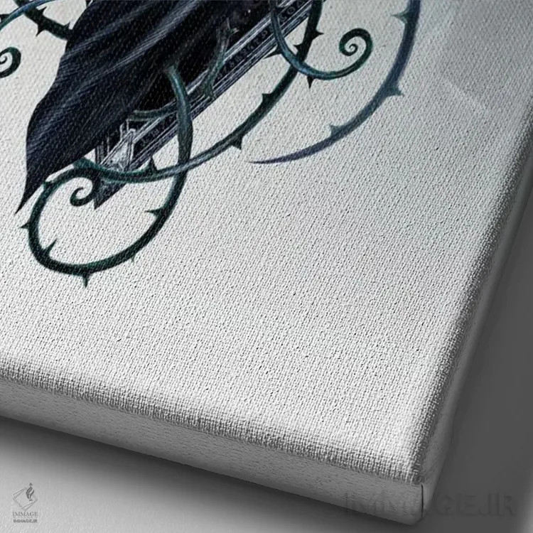 تابلو کلاغ اسرارآمیز (واژه لاتین) اثر آلکمی انگلند (استودیو هنری انگلیسی) - نمای نزدیک بافت بوم