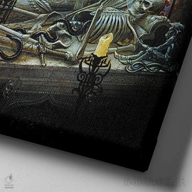 تابلو مقبرهٔ عقلانی اثر آلکمی انگلند (استودیو هنری انگلیسی) - نمای نزدیک بافت بوم