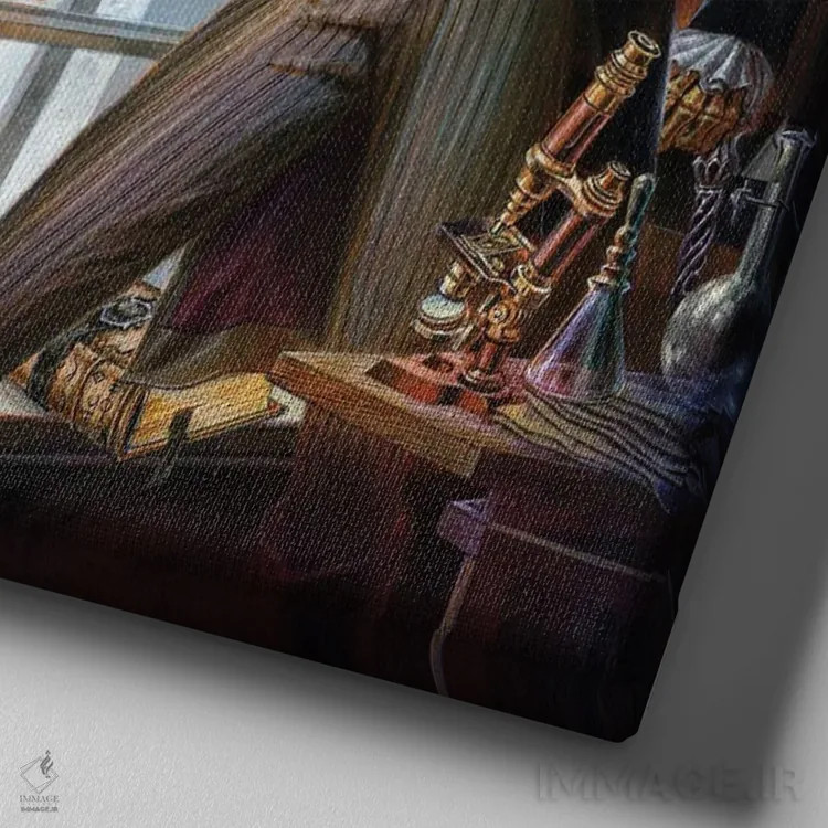 تابلو مُردهام پس هستم (عبارت لاتین) اثر آلکمی انگلند (استودیو هنری انگلیسی) - نمای نزدیک بافت بوم