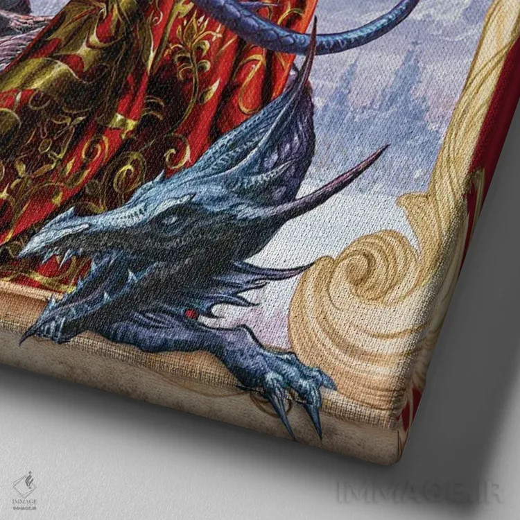 تابلو بارش برف در آوالون (جزیره افسانهای) اثر آلکمی انگلند (استودیو هنری انگلیسی) - نمای نزدیک بافت بوم