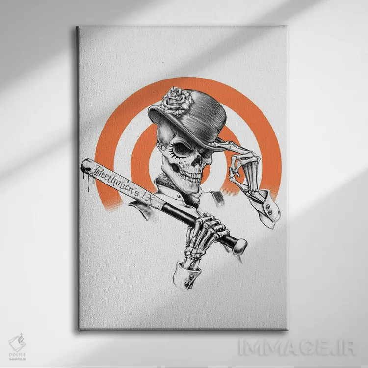 تابلو دروگ مرده (دروگ: زبانِ ساختگی فیلم پرتقال کوکی) اثر آلکمی انگلند (استودیو هنری انگلیسی) - نمای روبهرو روی دیوار