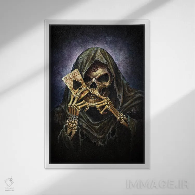 تابلو برگ آس مرگ اثر آلکمی انگلند (استودیو هنری انگلیسی) - نمای قابدار سفید