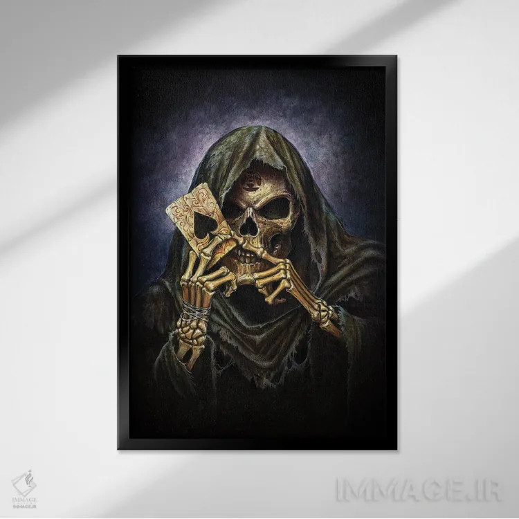 تابلو برگ آس مرگ اثر آلکمی انگلند (استودیو هنری انگلیسی) - نمای قابدار مشکی