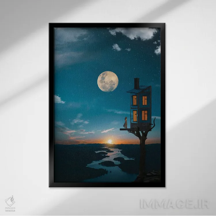 تابلو آشیانه (پرندگان شکاری) اثر عبدالله ایویندار - نمای قابدار مشکی