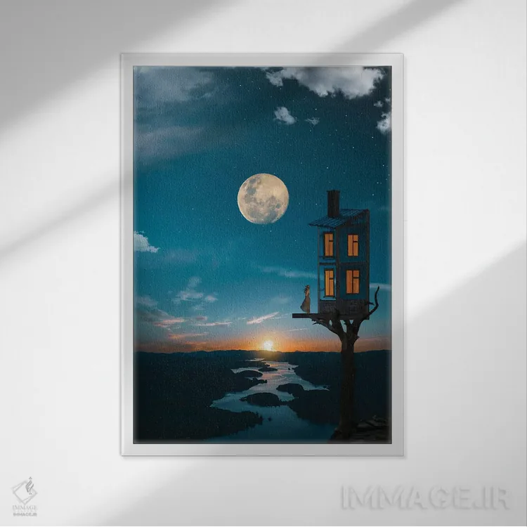 تابلو آشیانه (پرندگان شکاری) اثر عبدالله ایویندار - نمای قابدار سفید