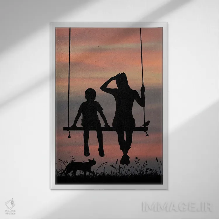تابلو منظره غروب اثر عبدالله ایویندار - نمای قابدار سفید