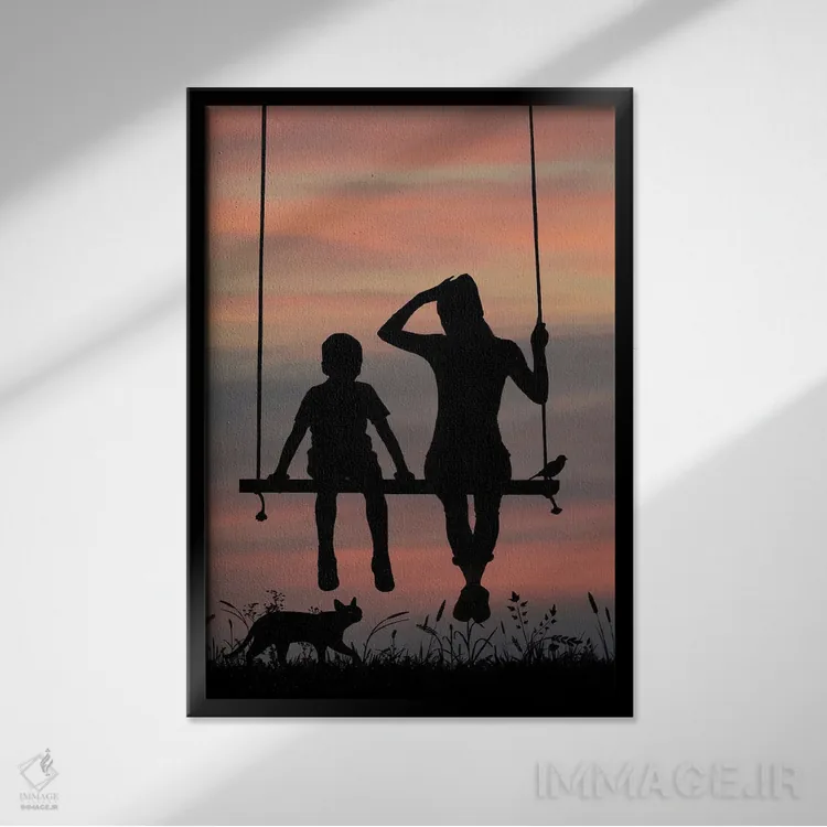 تابلو منظره غروب اثر عبدالله ایویندار - نمای قابدار مشکی