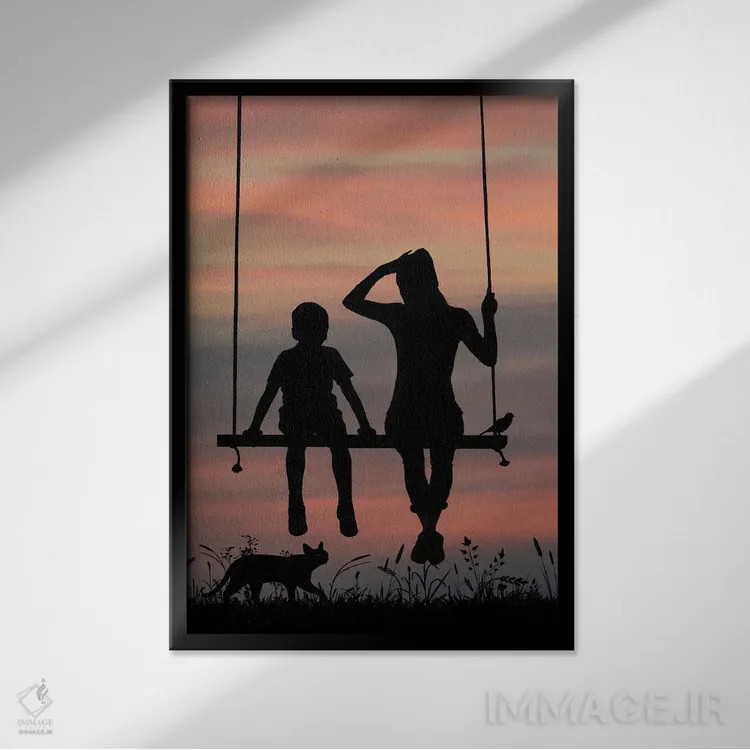 تابلو منظره غروب اثر عبدالله ایویندار - نمای قابدار مشکی