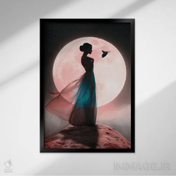 تابلو پری ماه اثر عبدالله ایویندار - نمای قابدار مشکی