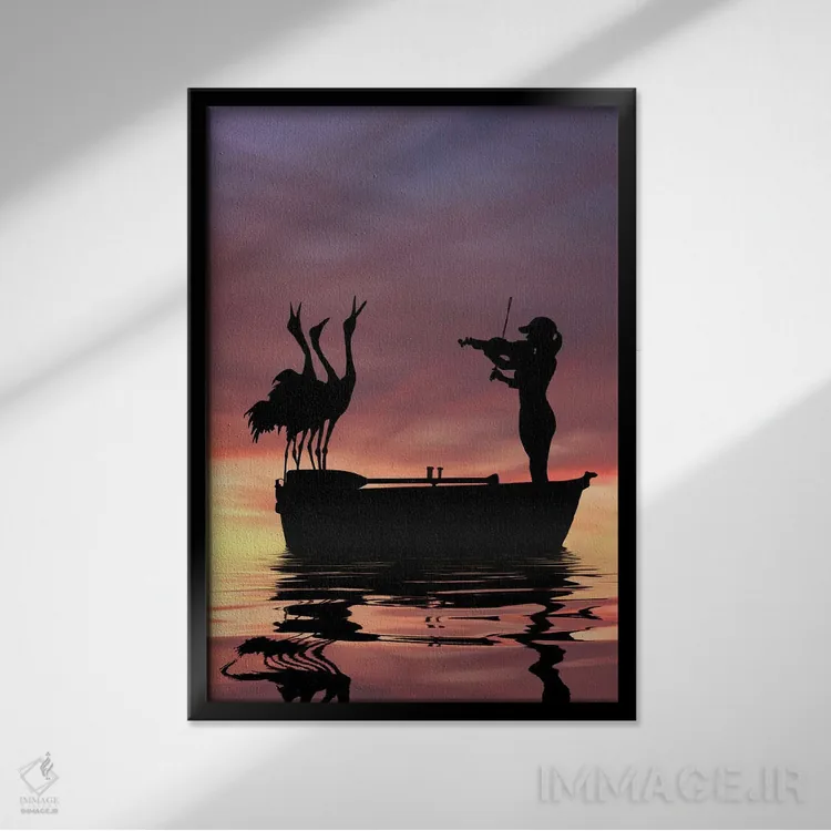 تابلو آواز غروب اثر عبدالله ایویندار - نمای قابدار مشکی