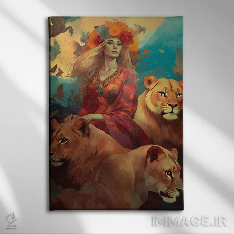 تابلو شیر (حیوان) اثر عبدالله ایویندار - نمای روبهرو روی دیوار